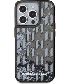 Karl Lagerfeld Liquid Glitter Monogram Gradient Case Aizsargapvalks priekš iPhone 15 Pro Max / melns Neoriģinālie Maciņi