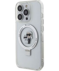 Karl Lagerfeld Ringstand Karl and Choupette MagSafe Case Aizsargapvalks priekš iPhone 15 Pro Max / balts Neoriģinālie Maciņi