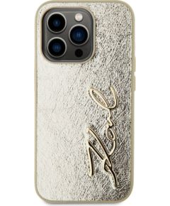 Karl Lagerfeld Wrinkled PU Signature Logo Aizsargapvalks priekš iPhone 15 Pro / zelts Neoriģinālie Maciņi