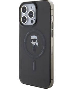 Karl Lagerfeld IML Ikonik MagSafe Case Aizsargapvalks priekš iPhone 15 Pro Max / melns Neoriģinālie Maciņi