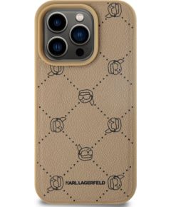 Karl Lagerfeld PU Karl Heads Pattern MagSafe Case Aizsargapvalks priekš iPhone 15 Pro Max / bēšs Neoriģinālie Maciņi