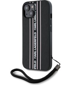 Karl Lagerfeld PU Saffiano Athleisure Stripe and Strap Case Aizsargapvalks priekš iPhone 15 / rozā Neoriģinālie Maciņi