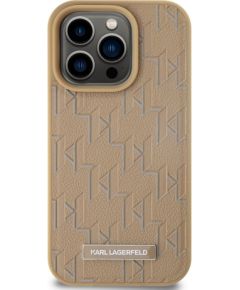 Karl Lagerfeld PU Monogram Metal Logo MagSafe Case Aizsargapvalks priekš iPhone 14 Pro Max / bēšs Neoriģinālie Maciņi