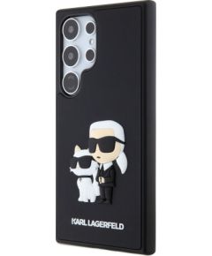Karl Lagerfeld 3D Rubber Karl and Choupette Aizsargapvalks priekš Samsung Galaxy S24 Ultra / melns Neoriģinālie Maciņi