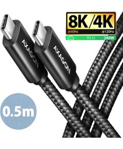 CABLE USB-C TO USB-C 0.5M 240W/8K BLACK BUCM4X-CM05AB AXAGON Data USB kabeļi