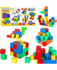 Leantoys Zestaw Klocki Magnetyczne  Dla Dzieci Układanka Kolorowe 32 el. Конструкторы