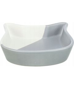 Trixie Miska ceramiczna, dla kota, w kształcie głowy kota, szara/biała, 0,2l/13 cm Bļodas un dzirdinātāji