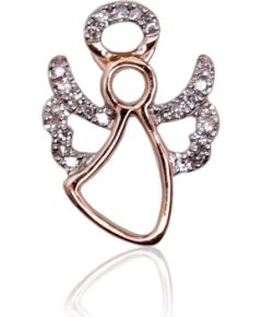 Zelta kulons #1300368(Au-R+PRh-W)_DI, Sarkanais Zelts 585°, rodijs (pārklājums), Briljanti (0,062Ct), 0.78 gr. Ar dārgakmeņiem