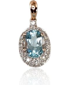 Zelta kulons #1300264(Au-R+PRh-W)_DI+TZLB, Sarkanais Zelts 585°, rodijs (pārklājums), Briljanti (0,09Ct), Debess zils topāzs, 0.87 gr. Ar dārgakmeņiem