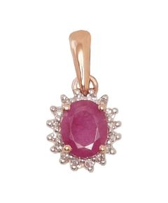 Zelta kulons #1300178(Au-R+PRh-W)_DI+RB, Sarkanais Zelts 585°, rodijs (pārklājums), Briljanti (0,044Ct), Rubīns (0,331Ct), 0.48 gr. Ar dārgakmeņiem