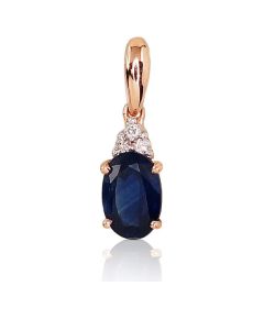 Золотой кулон #1300177(Au-R+PRh-W)_DI+SA, Красное Золото 585°, родий (покрытие), Бриллианты (0,019Ct), Сапфир (0,535Ct), 0.47 гр. Ar dārgakmeņiem