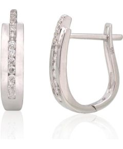 Zelta auskari ar 'angļu' slēdzēju #1200386(Au-W)_DI, Baltais Zelts 585°, Briljanti (0,13Ct), 2.19 gr. Zelta auskari ar "angļu" slēdzēju