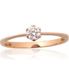 Zelta gredzens #1101223(Au-R)_DI, Sarkanais Zelts 585°, Briljanti (0,25Ct), Izmērs: 19, 1.59 gr. Saderināšanās gredzeni