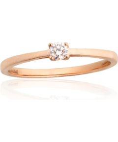 Zelta gredzens #1101222(Au-R)_DI, Sarkanais Zelts 585°, Briljanti (0,09Ct), Izmērs: 16, 1.33 gr. Saderināšanās gredzeni