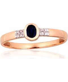 Zelta gredzens #1101144(Au-R+PRh-W)_DI+SA, Sarkanais Zelts 585°, rodijs (pārklājums), Briljanti (0,024Ct), Safīrs (0,231Ct), Izmērs: 17.5, 1.15 gr. Ar dārgakmeņiem