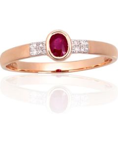 Zelta gredzens #1101144(Au-R+PRh-W)_DI+RB, Sarkanais Zelts 585°, rodijs (pārklājums), Briljanti (0,024Ct), Rubīns (0,268Ct), Izmērs: 17, 1.2 gr. Ar dārgakmeņiem