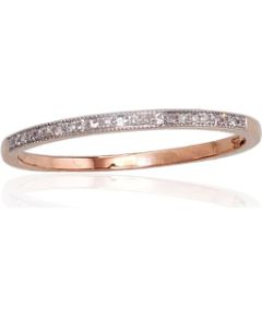 Zelta gredzens #1100414(Au-R+PRh-W)_DI, Sarkanais Zelts 585°, rodijs (pārklājums), Briljanti (0,056Ct), Izmērs: 17.5, 0.95 gr. Ar dārgakmeņiem