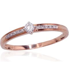 Zelta gredzens #1100409(Au-R+PRh-W)_DI, Sarkanais Zelts 585°, rodijs (pārklājums), Briljanti (0,105Ct), Izmērs: 17, 1.21 gr. Saderināšanās gredzeni