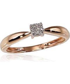 Zelta gredzens #1100187(Au-R+PRh-W)_DI, Sarkanais Zelts 585°, rodijs (pārklājums), Briljanti (0,024Ct), Izmērs: 18.5, 1.49 gr. Ar dārgakmeņiem