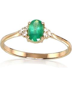 Zelta gredzens #1100091(Au-R+PRh-W)_DI+EM, Sarkanais Zelts 585°, rodijs (pārklājums), Briljanti (0,039Ct), Smaragds (0,4Ct), Izmērs: 17, 1.04 gr. Ar dārgakmeņiem