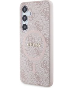 Guess PU Leather 4G Colored Ring MagSafe Case Aizsargapvalks priekš Samsung Galaxy S24 / rozā Neoriģinālie Maciņi