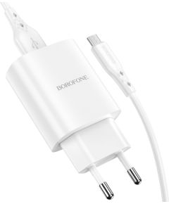 OEM Borofone Sienas lādētājs BN1 Innovative - USB - 2,1A ar USB uz MicroUSB, balts Telefonu lādētāji 220v
