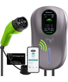 Qoltec 52430 EV Charging Station 2-in-1 Type2 | 22kW | Wi-fi| LCD | RFID | 3 phases | Wallbox | 5m Elektro Auto lādēšanas piederumi