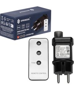 Profesionāls barošanas adapters ar laika slēdzi un tālvadību Springos CL1242 PRO Ziemassvētku lampiņas, LED virtenes