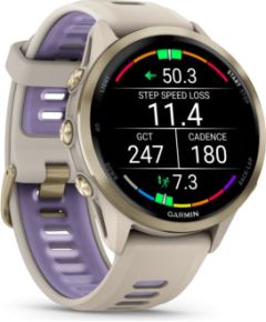 Garmin   Forerunner 970, Soft Gold Titanium with French Grey Case and French Grey/Translucent Indigo Band Smart-Watch Умные часы