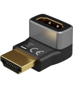 Goobay 72009 HDMI™ Angled Adapter 90° Horizontal, 8K @ 60 Hz, Gold-Plated, Black, Silver Goobay Adapteri