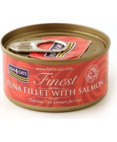 Fish4dogs FISH4CATS  Tuna fillet with salmon - wet cat food - 70g Консервы кошек