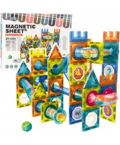 Leantoys Zestaw Klocki Magnetyczne Konstrukcyjne Tor Kulkowy Kolorowe 98 el. Конструкторы