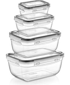 Michelino 4 daļu pārtikas uzglabāšanas trauku komplekts, taisnstūrveida, 0,4 l, 0,8 l, 1,4 l, 2,3 l, 40011, Mi Citi virtuves piederumi