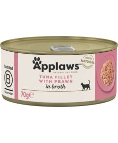 APPLAWS Tuna fillet with prawn in broth - wet cat food - 70g Консервы кошек