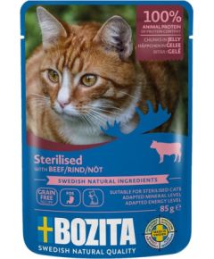 BOZITA sterilised beef jellied pieces - wet cat food - 85g Консервы кошек