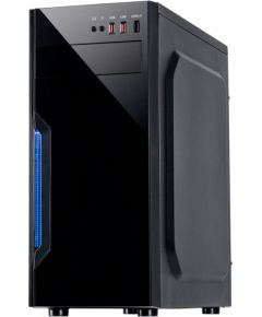 Chassis INTER-TECH B-42 Black Midi Tower, ATX, 2xUSB2.0, Blue LED strip, PSU optional Datoru korpusi