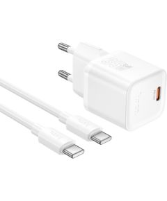 Сетевая зарядка Hoco N66 35W GaN USB-C/USB-A + USB-C to USB-C cable 1.0m белая Зарядные устройства