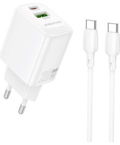 Сетевая зарядка Borofone BN27 20W USB-C/USB-A + USB-C to USB-C cable 1.0m белая Зарядные устройства