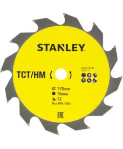 Griešanas disks kokam Stanley STA13120-XJ; 170x16 mm; 12T Zāģripas