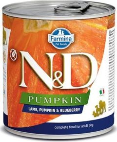 Farmina Farmina N&D Pumpkin Grain Free canine LAMB, PUMPKIN & BLUEBERRY ADULT KARMA MOKRA 285g Suņu barība