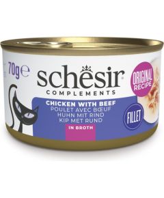 Agras Pet Foods SCHESIR Chicken with beef in broth - wet cat food - 70g Консервы кошек
