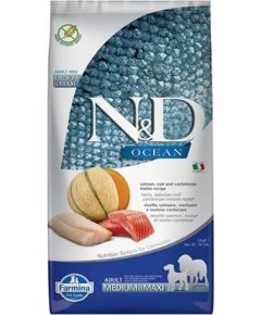 FARMINA N&D Ocean Dog Salmon, Cod, Cantaloupe, Melon Adult Medium&Maxi - dry dog food - 12 kg Suņu barība