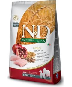 FARMINA N&D ANCESTRAL GRAIN DOG LIGHT - CHICKEN. SPELT.OATS AND POMEGRANATE ADULT MEDIUM & MAXI 12kg Barība