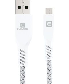 Evelatus Universal  Data Cable MicroUSB EDC03 White Data USB kabeļi