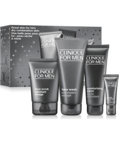 CLINIQUE_SET For Men Great Skin Essentials żel do mycia twarzy 200ml + peeling do twarzy 100ml + przeciwstarzeniowy krem pod oczy 15ml + emulsja nawilżająca do twarzy 100ml Духи и косметика