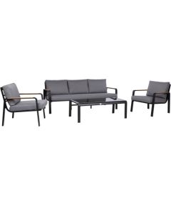 Garden furniture set LONA table, sofa and 2 chairs, grey/black Новинки Для дома и сада 