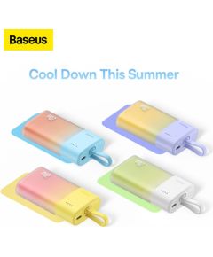 Baseus   Baseus Popsicle 5200mAh 20W Powerbank with Built-in Lightning Cable (+ White Baseus Simple USB-C - USB-C 60W/20V/3A/30cm Cable) - Blue-Orange Power Banks