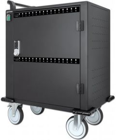 Manhattan iPad to 13", MacBook Air to 13" & Chromebook to 14" 32-bay Charging Trolley/Cart via USB-C, Also other tablets/smartphones (with device to USB-C cable), Bays 330x22x235mm, Device charging cables not included (suggest USB-C cable 354868),Cabinet Telefonu lādētāji 220v