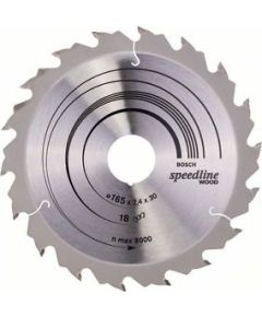 Griešanas disks kokam Bosch SPEEDLINE WOOD; 165x2,4x30,0 mm; Z18; 15° Zāģripas