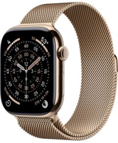 Apple Watch Series 11 GPS + Cellular 46mm Gold Titanium Case with Gold Milanese Loop - M/L Smart-Watch Pulksteņi